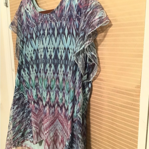 ONE-WORLD~BLUE/ PURPLE~ BLOUSE~ XL - Picture 2 of 5